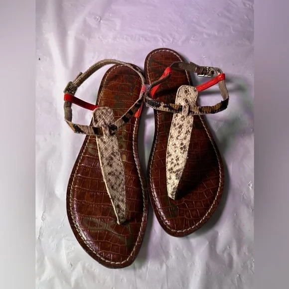 Sam Edelman Snakeskin and Red Sandals
