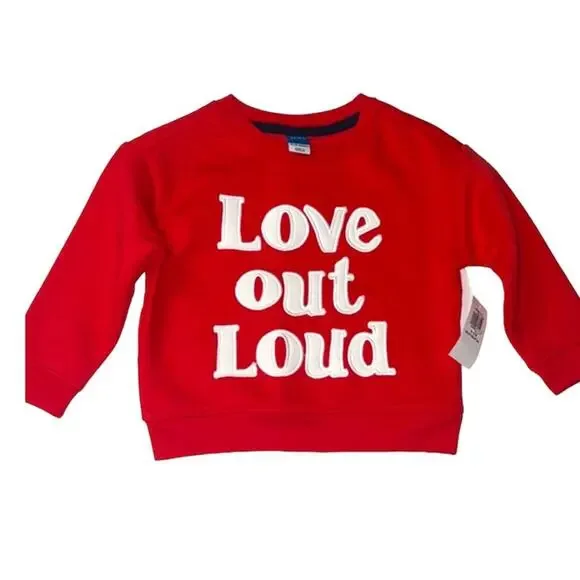 Old Navy Baby Red Graphic Crewneck Long Sleeve Cold Weather Sweatshirt Sz 12-18M