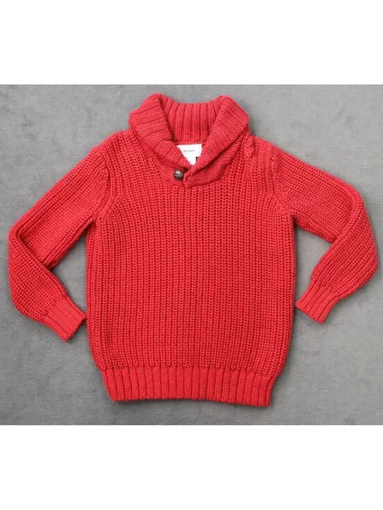 Old Navy Red Knit Sweater with Button Collar, Size 5T
