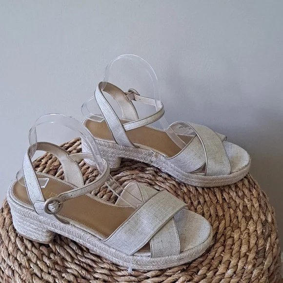 NWOT J.Crew Factory Beige Platform‎ Espadrille Block 2.5
