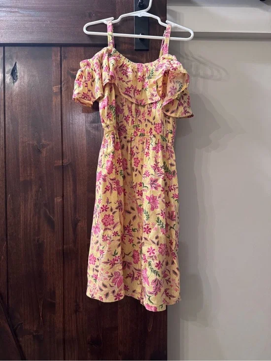 Old Navy Yellow Dress with Pink Floral Print