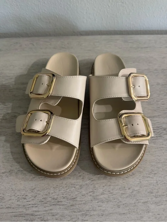 Women's Collin Bone Double Buckle Footbed Sandals - Universal Thread