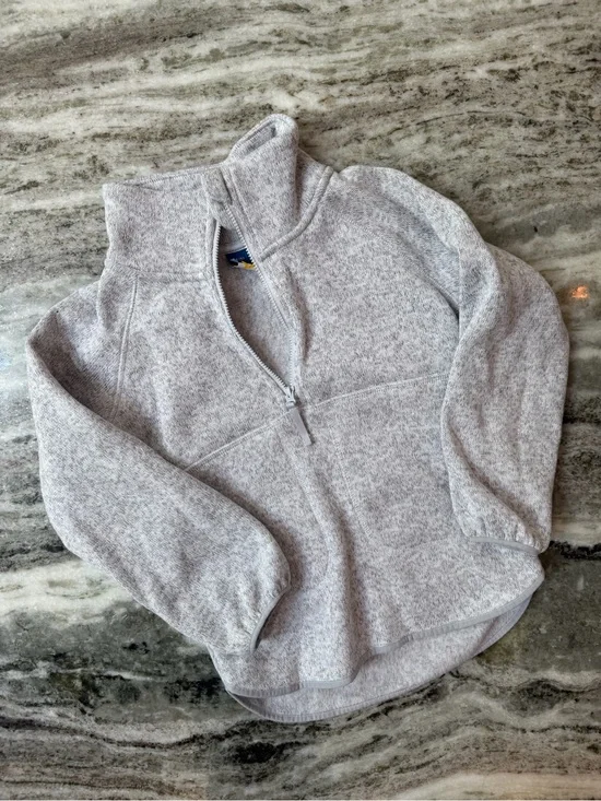 Old Navy Light Heather Gray Quarter-Zip Kids Fleece Pullover Youth XS (5)