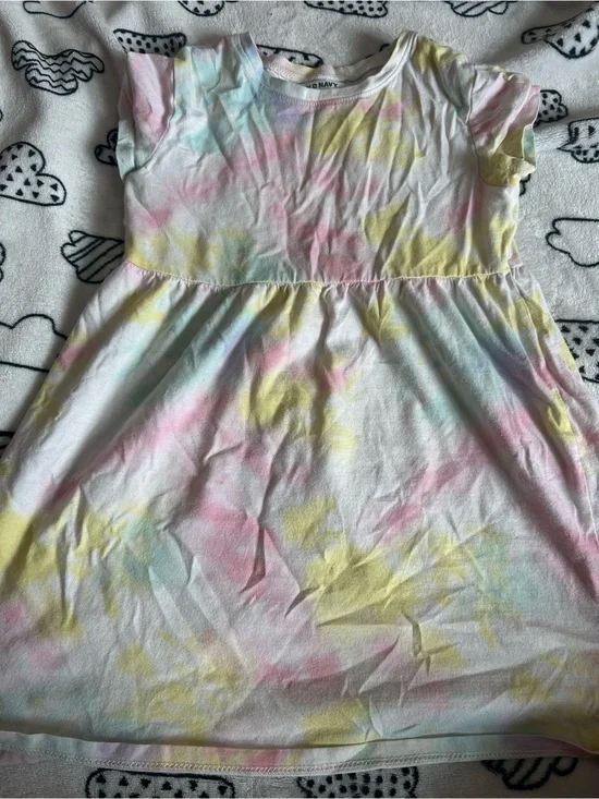 Old Navy Pastel Tie-Dye Cotton Dress in Pink, Yellow, Blue
