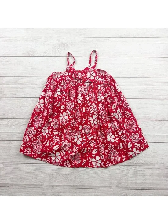 Old Navy Girls Floral Red White Summer Dress Lightweight Sleeveless 6T