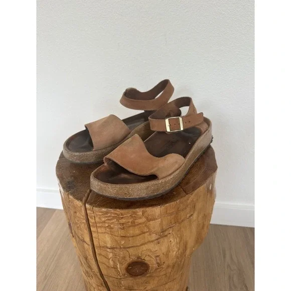 Birkenstock Brown Suede Platform Sandals