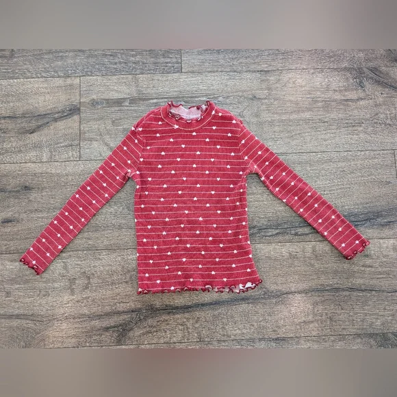 Old Navy 5T Girls Red Heart Valentine's Day Top Long Sleeve Shirt