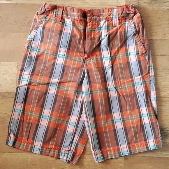 Old Navy Orange‎ Boys Plaid Shorts Size 12