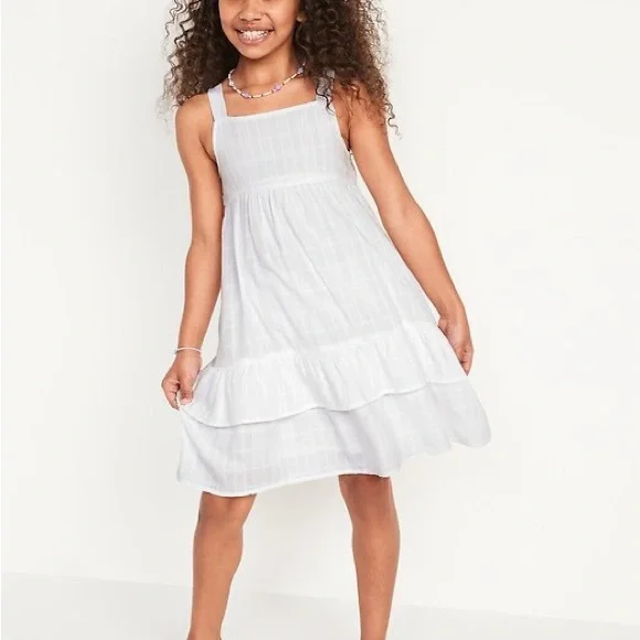 Old Navy Sleeveless Tiered Textured-Dobby All-Day Midi Dress for Girls Size M(8)