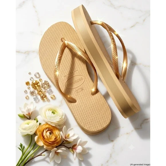 ONLY PAIR! W's 9/10 | Havaianas Slim Flatform flip flops sandals | SLIM0020