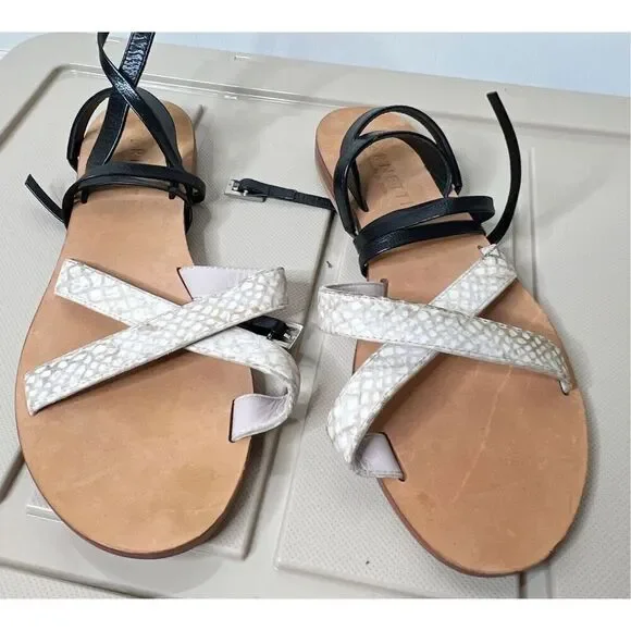 Cornetti Revolve Snakeskin Ankle Wrap Sandals Size 38 Leather