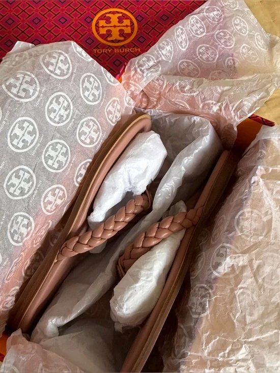 Tory Burch Braided Thong Sandals in Nude Blush