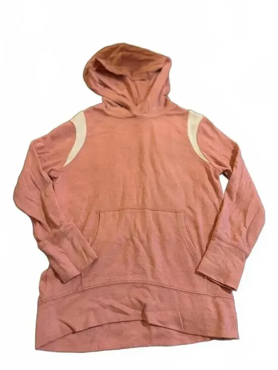 Old Navy Girls' Hooded Sweatshirt Size S (6-7) Pink with White Shoulder Accents