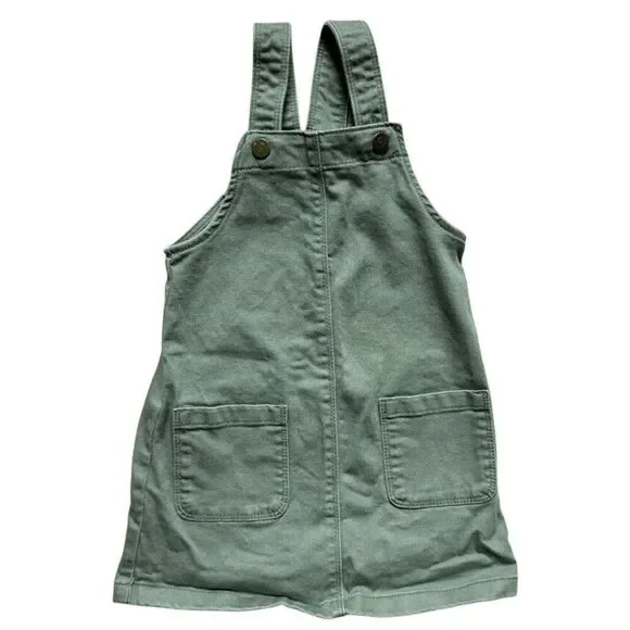 Toddler Girls Old Navy Olive Green Jumper Overall Utility Dress - Sz 4T