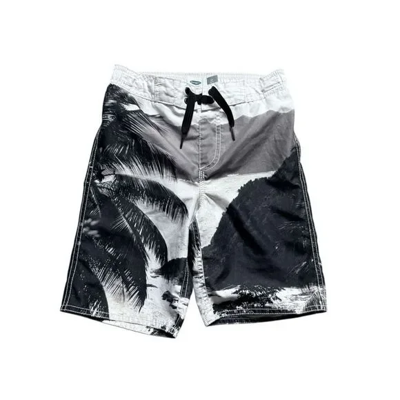Toddler Boys Old Navy Tropical Palm Tree Print Swimming Trunks - Sz S 6/7