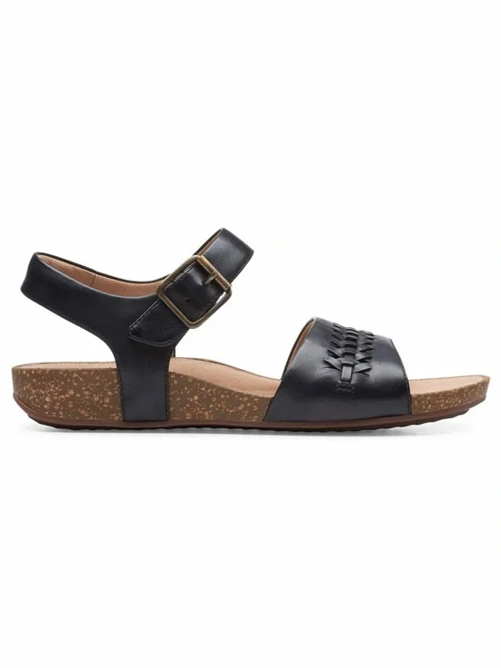 Clarks Un Perri Way Sandals Braided Leather straps cushioned Footbed