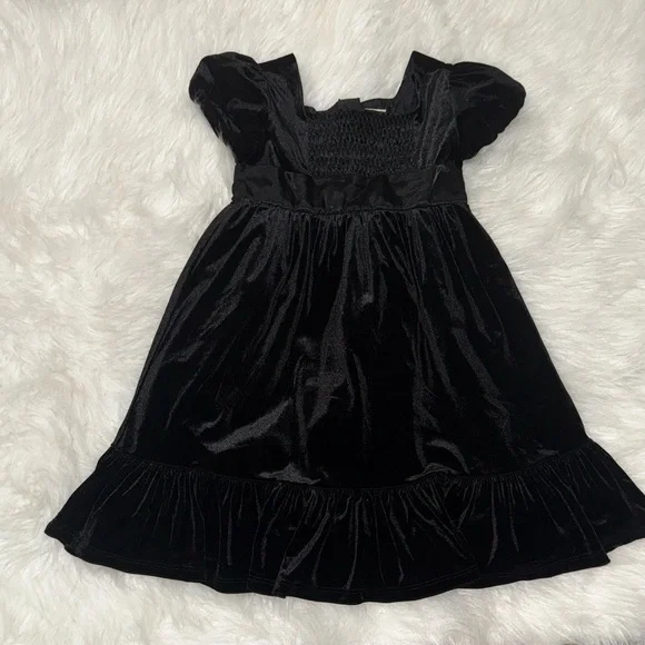 Old Navy Black Velvet Puff Sleeve Dress