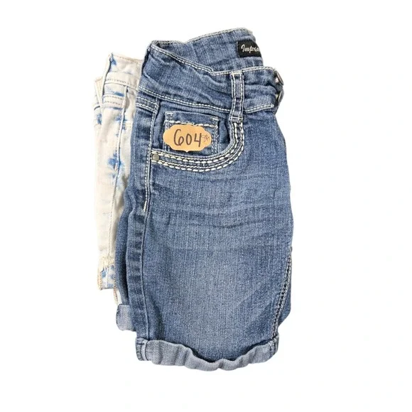 Lot 2 Girls Jean Shorts SZ 8 Old Navy Stone Was Imperial Star Dark Wash‎