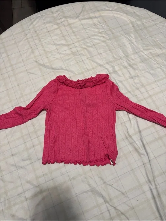 Old Navy Hot Pink Long Sleeve Ruffle-Neck Top