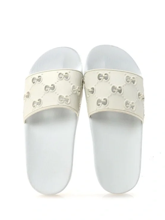 Rubber GG Monogram Perforated Womens Slide Sandals