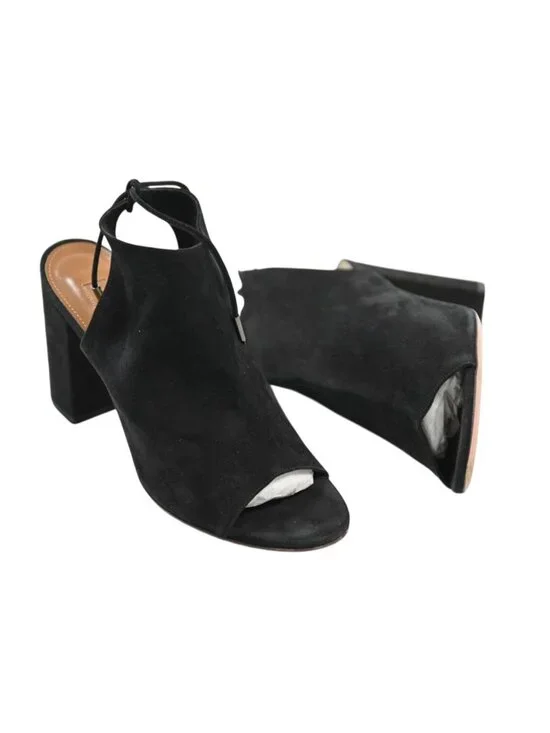 Aquazzura Noa Sandal 85 in Black Suede