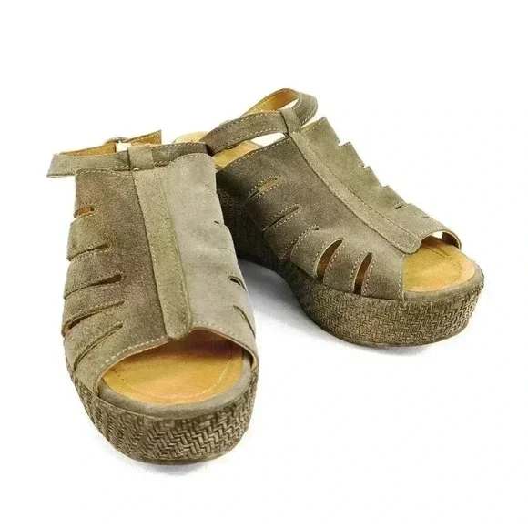 Sundance Olive Green Suede Platform Sandals