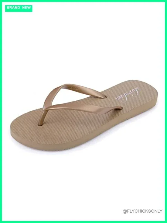 Slim Flip Flops with Yoga Mat Footbed, Lightweight Non Slip Sandals for Beach