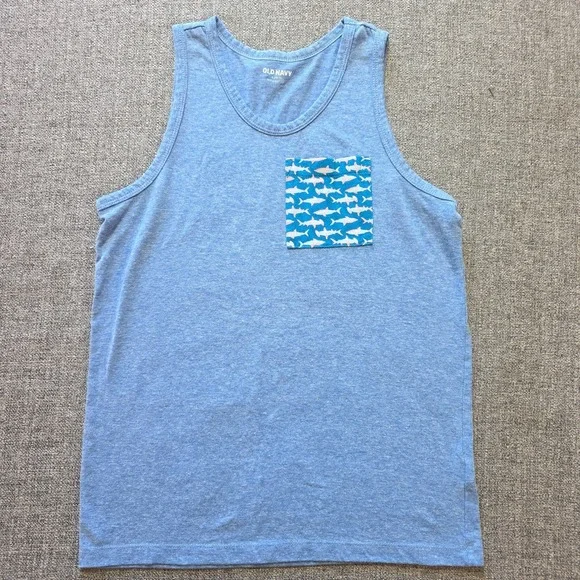 Old Navy Shirt Tank Top Boy Hammerhead Shark Pocket Large 10/12