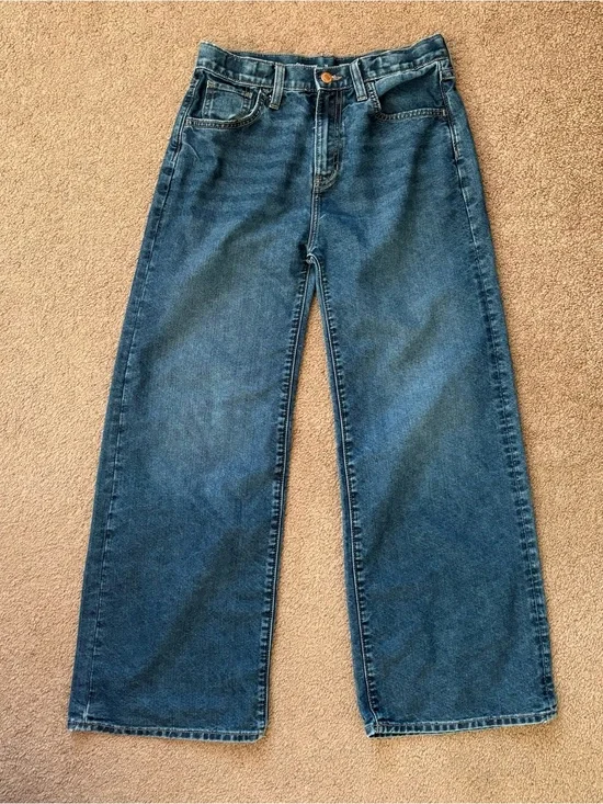 Old Navy Kids Denim Baggy Wide-Leg Jeans High Rise Adjustable Waist Size 16