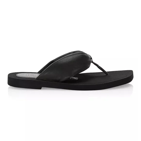 $280 Stuart Weitzman Cassie RICH Leather Thong Sandals SLIDE black 7 (DC2)
