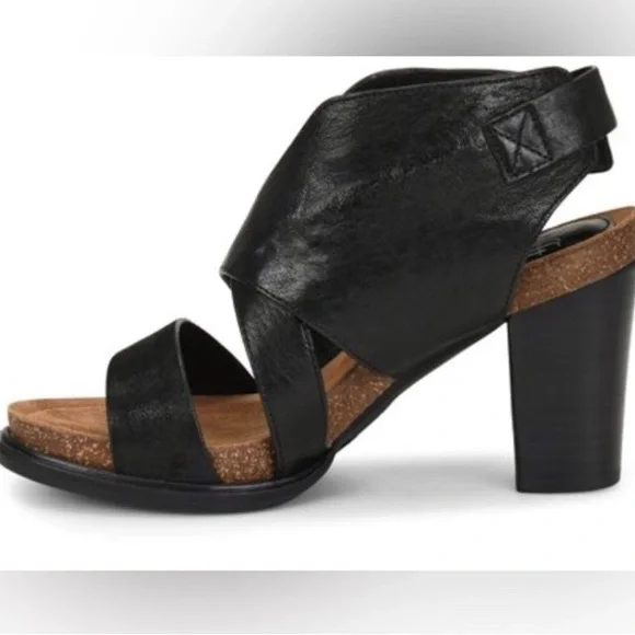Sofft Black Leather/Lining and Sock Heel Sandal Shoes 8.5