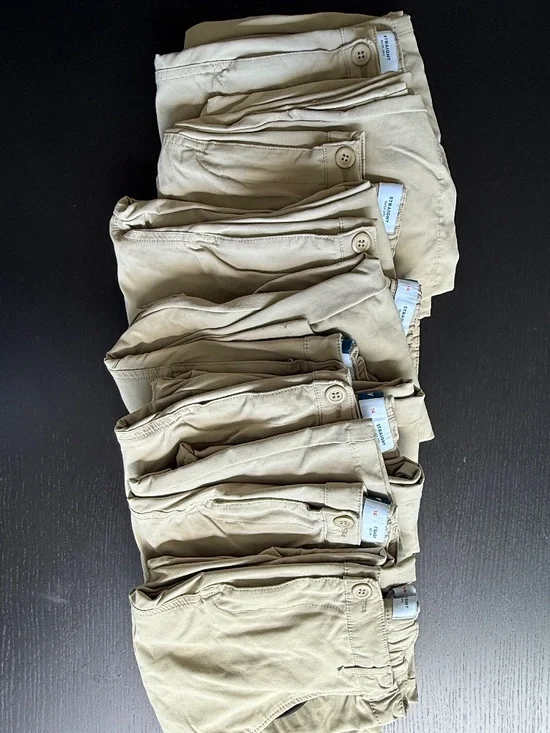 Bundle of 7 Old Navy Boys Uniform Khaki Pants Size 16 Straight Quick Dry School