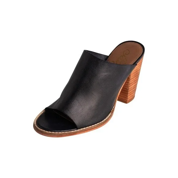 New Naughty Monkey HALLIE HEELED SANDAL BLACK Size 10 Leather 3