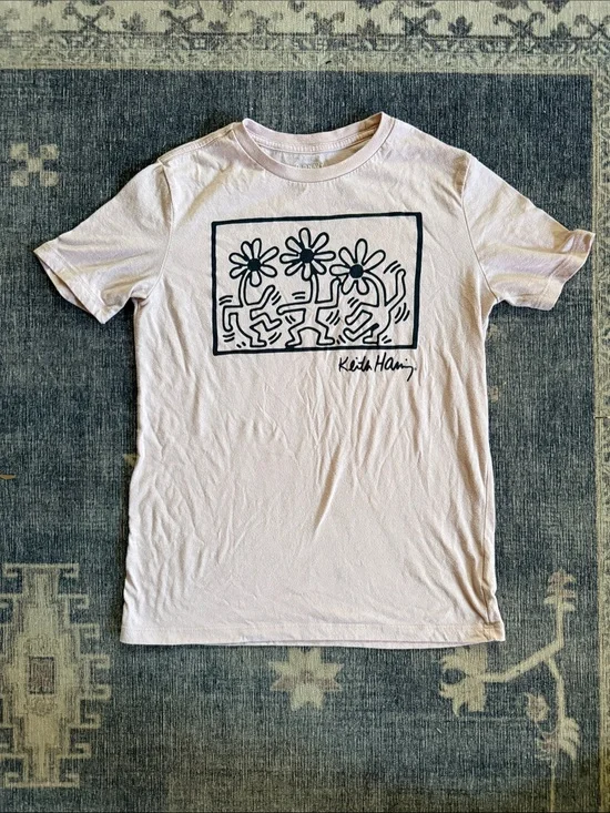 Old Navy Light Pink Keith Haring Graphic Tee