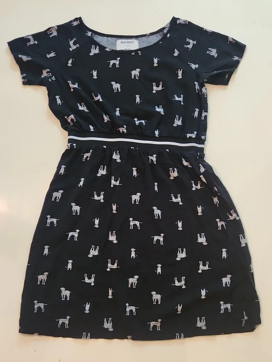 Old Navy Black Dalmatian Print Dress Size 10