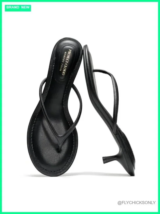 100% Genuine Leather Kitten Heels Sandals Memory Foam Comfort