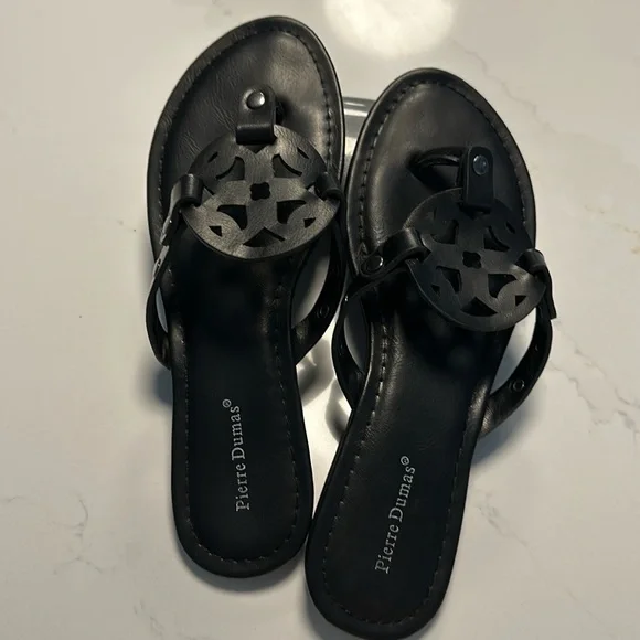 Pierre Dumas Slip-on Thong Sandals In Black Storm Color. Size 7