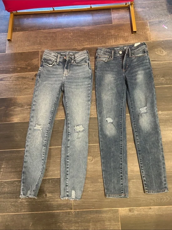Old Navy Girls’ Distressed Skinny Jeans - Light Blue & Dark Blue