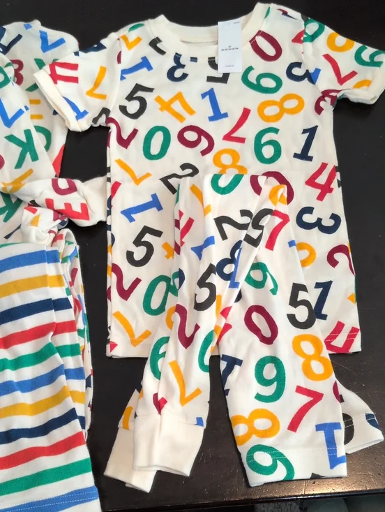 NWT Old Navy Children's Number Print Pajama Set - Multicolor on White Plus PJ