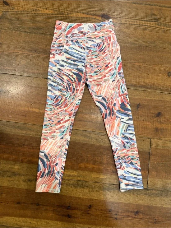 Old Navy Coral, Navy & White Swirl Print Girls' Leggings