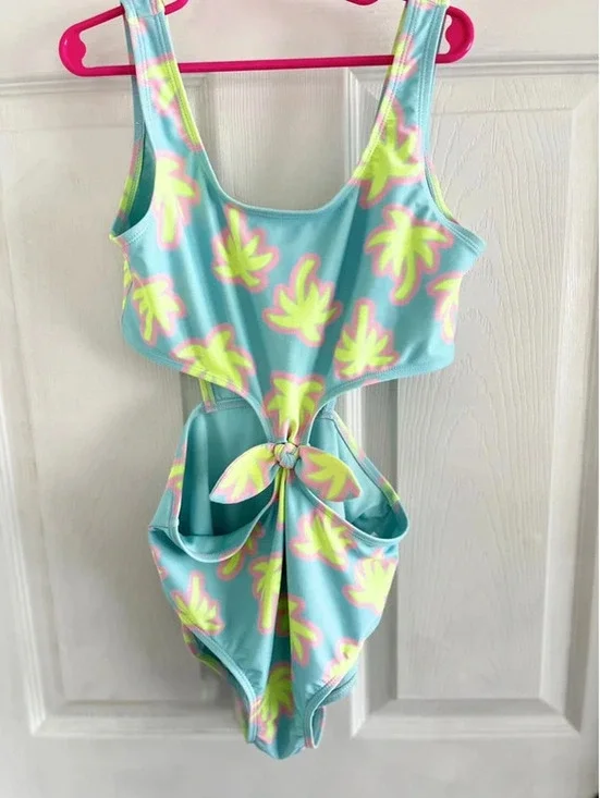 XL Girls summer swimming suite bow sides open one piece
