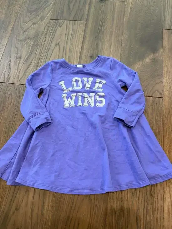 Old Navy Purple LOVE WINS Long Sleeve Swing Dress