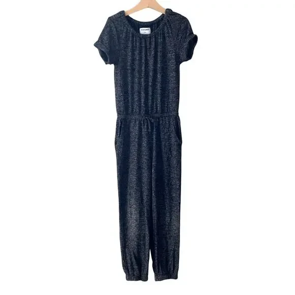 Old Navy Plush Short Sleeve Jumpsuit - Black Jack Space Dye - Medium 8