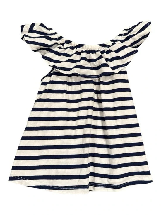 Old Navy Toddler Girls Navy White Stripe Ruffle Off-Shoulder Top Summer Size 3T