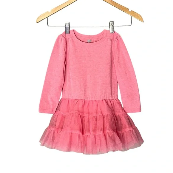 Toddler Girls 2T Long Sleeve Pink Layered Ruffle Tulle Tutu Dress Ballet