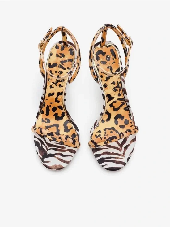 Jessica Simpson Baharia Mixed Animal Print Strappy Stiletto Heels - Size 11