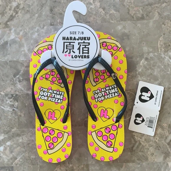 New! Gwen Stefani Harajuku Pizza Time Flip Flops