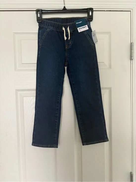 Old Navy Dark Denim Straight Jeans with Elastic Waist