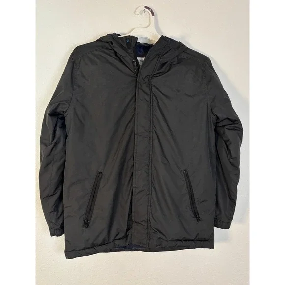 Old Navy Boys XL 14-16 Black Hooded Puffer Jacket Quilted Zip Up Winter Coat
