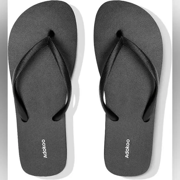 Adokoo Black Flip Flops Thong Style Comfortable Beach Sandals Women's Size 8 New